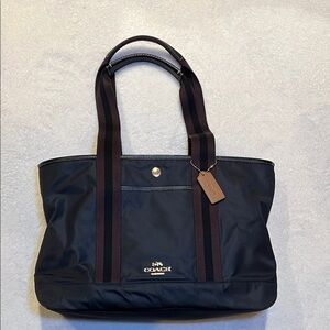 Coach Black and Brown Nylon Shoulder Bag